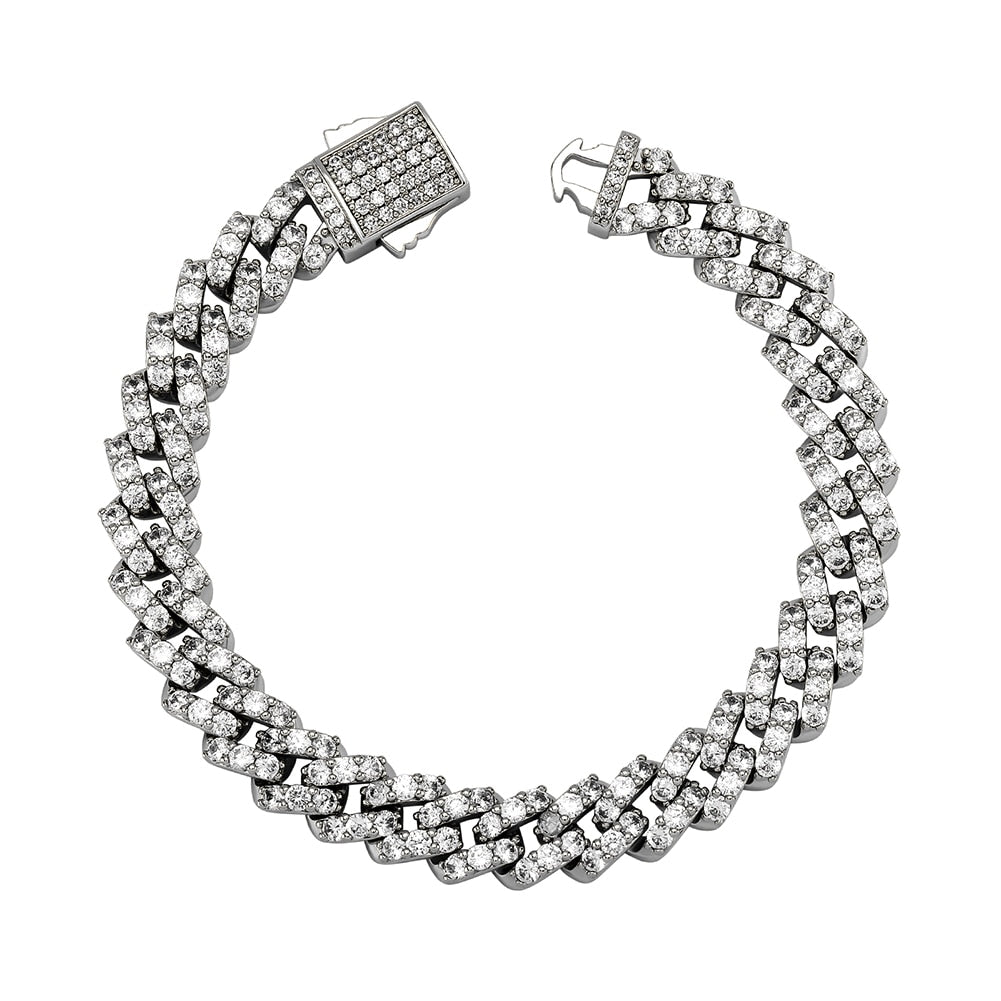 8mm Iced Prong Cuban Link Bracelet - Different Drips