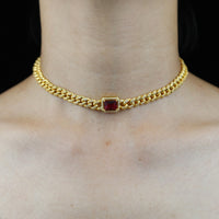 Thumbnail for Women's Single Gem Stationed Cuban Necklace - Different Drips