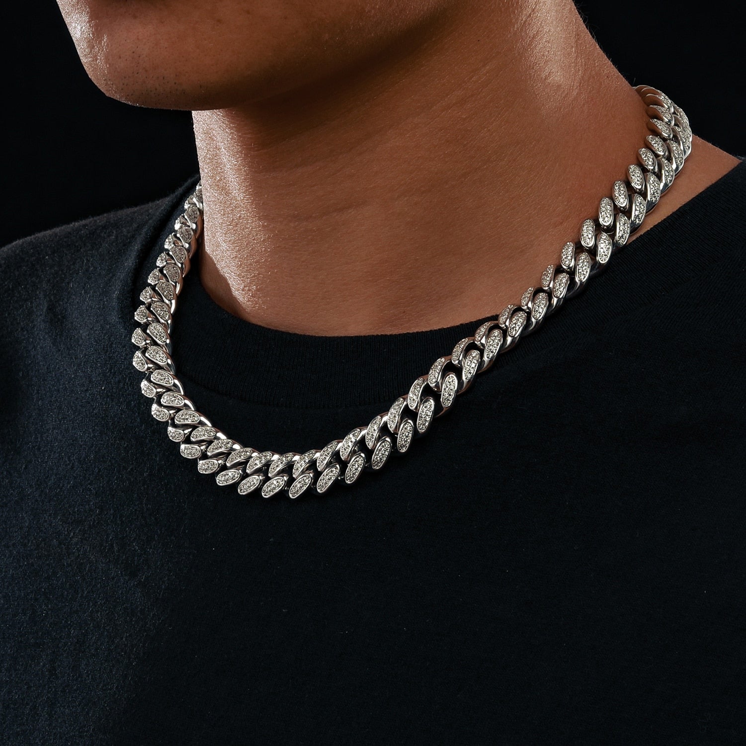 12mm VVS Moissanite & S925 Cuban Link Chain - Different Drips