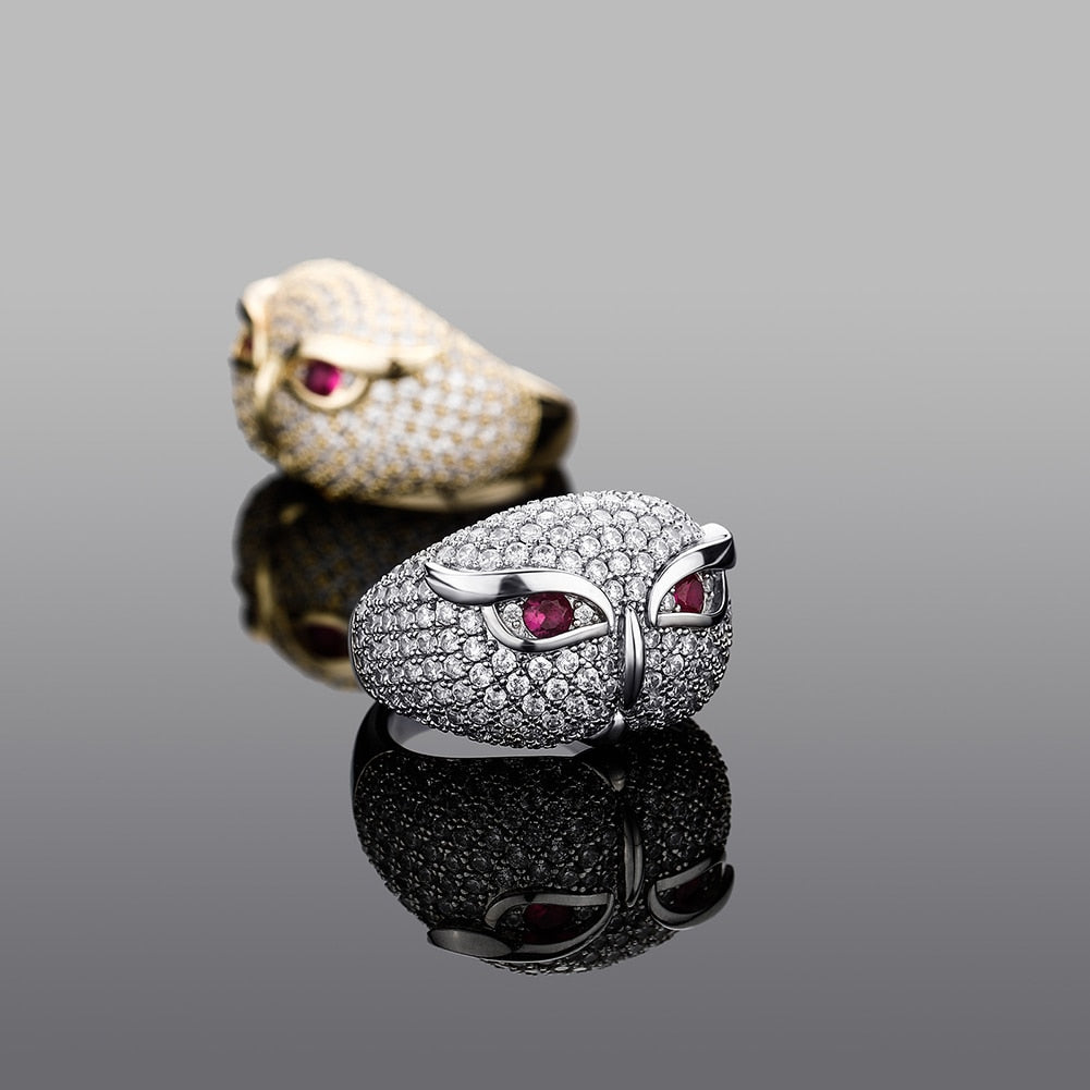 Round Pave Owl Ring - Different Drips