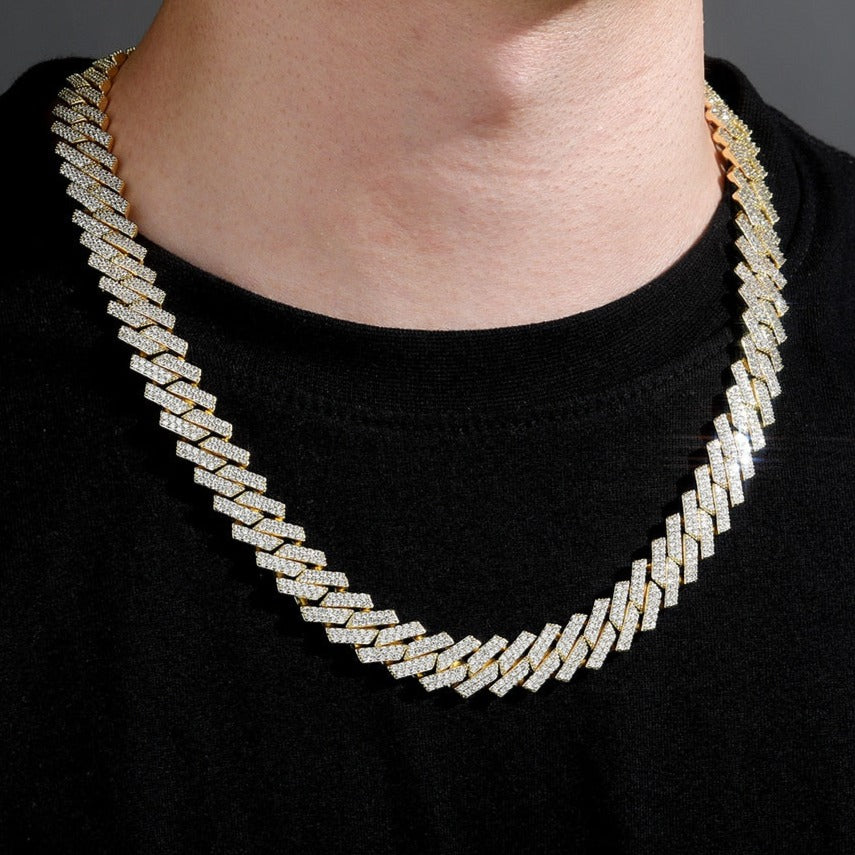14mm Double Row  Prong Cuban Link Chain - Different Drips