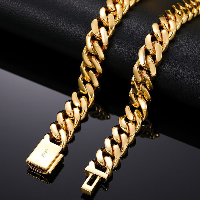 12mm Moissanite Miami Cuban Link Chain 18k Gold - Different Drips