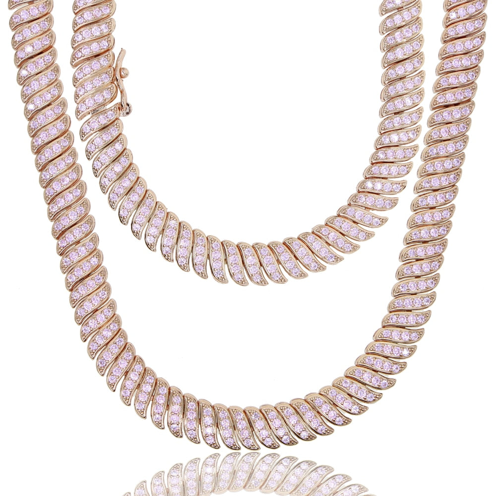 Women's Iced Herringbone Necklace - Different Drips