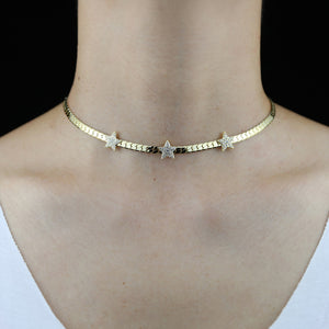 Women's Triple Star Herringbone Necklace - Different Drips