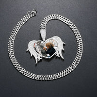 Thumbnail for Custom Angle Winged Heart Photo Pendant - Different Drips