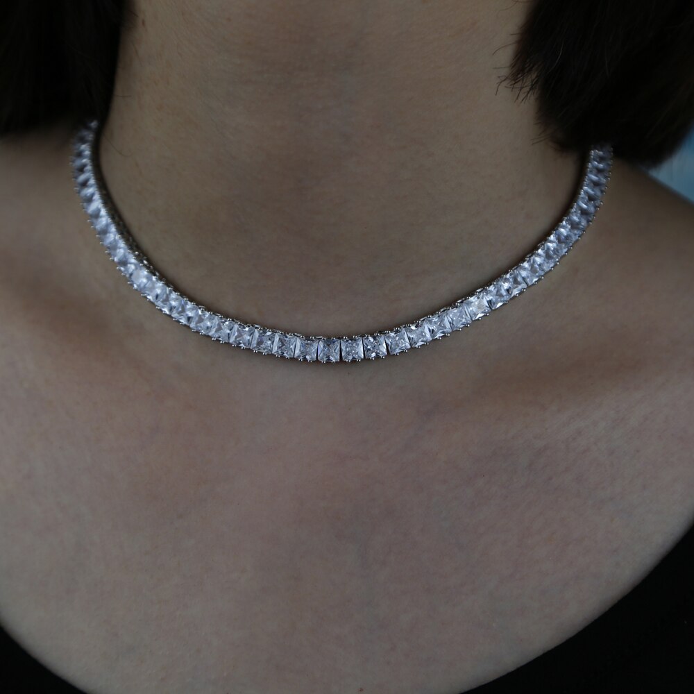 Women's 5mm Princess Cut Tennis Choker - Different Drips