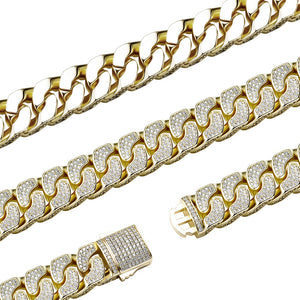 14mm Pave Curb Cuban Bracelet - Different Drips