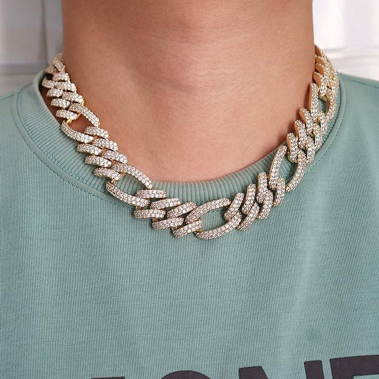 18mm Iced Figaro Cuban Link Chain Different Drips