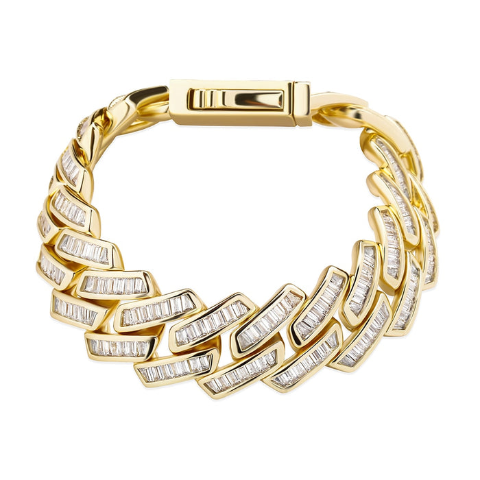18mm Baguette Prong Cuban Link Bracelet - Different Drips