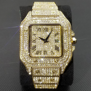 Iced Square Roman Numeral Watch - Different Drips