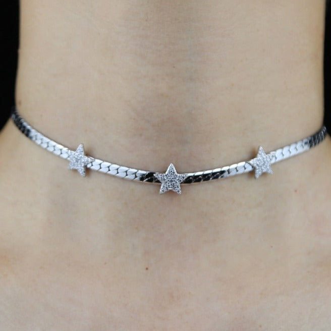 Women's Triple Star Herringbone Necklace - Different Drips