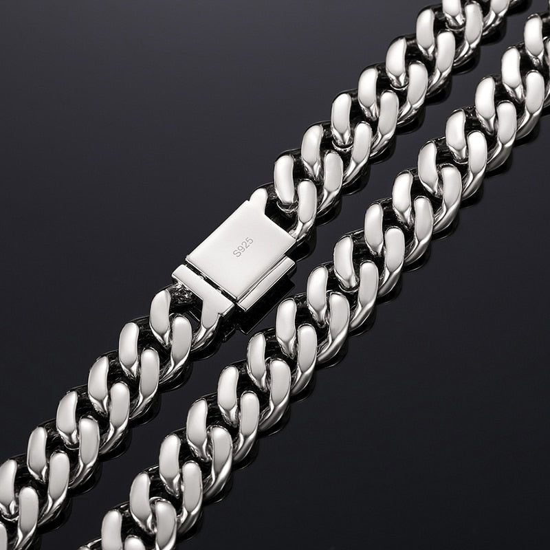 12mm VVS Moissanite & S925 Cuban Link Chain - Different Drips