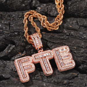 Baguette Custom Letter Pendant Rose Gold - Different Drips