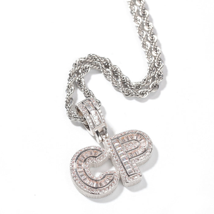 Baguette Custom Letter Pendant White Gold - Different Drips