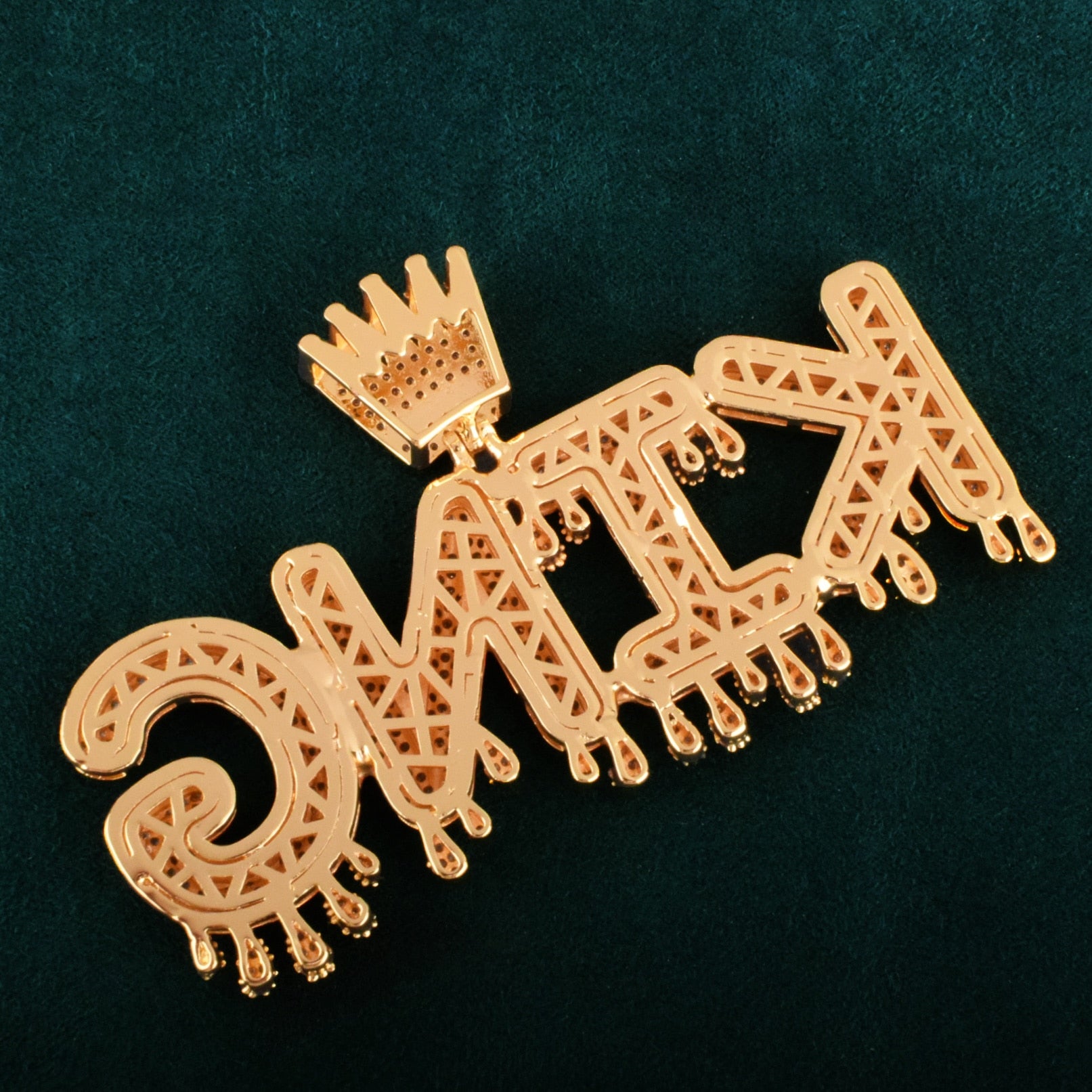 Crowned Drip Custom Letter Pendant - Different Drips