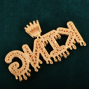 Crowned Drip Custom Letter Pendant - Different Drips