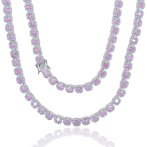 Women's Pink Clustered Tennis Necklace - Different Drips