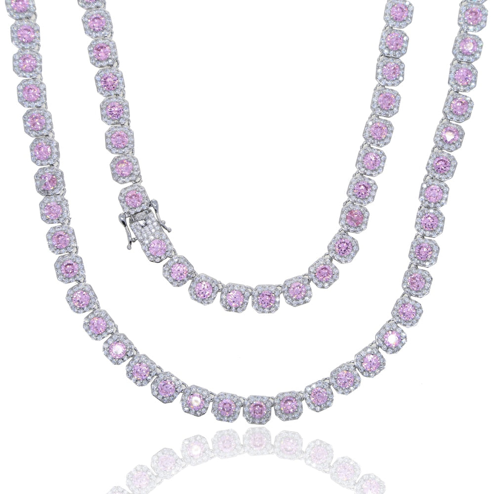 Women's Pink Clustered Tennis Necklace - Different Drips