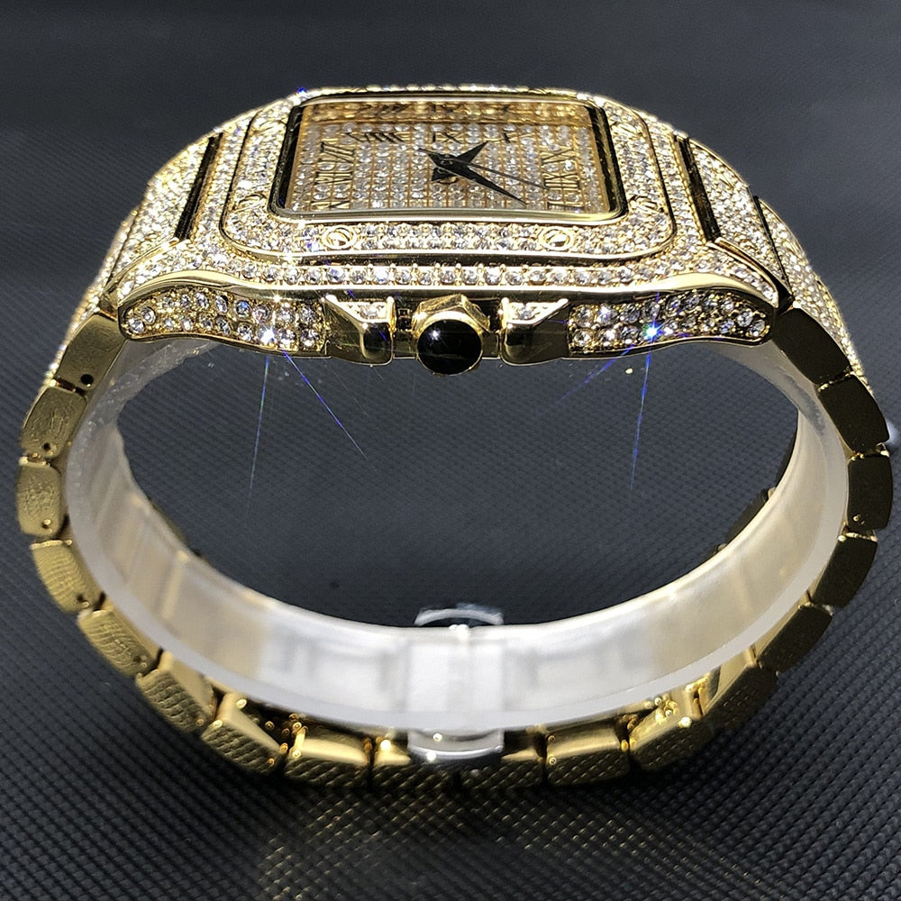 Iced Square Roman Numeral Watch - Different Drips