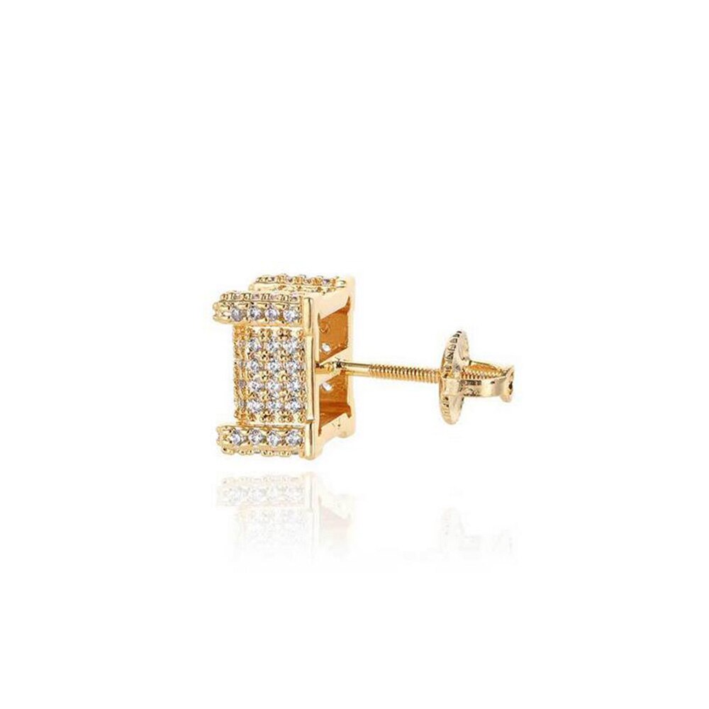 10mm Square Paved Diamond Stud Earrings - Different Drips