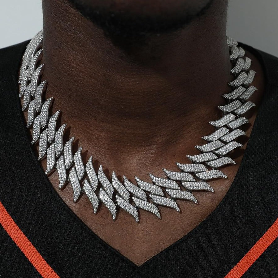 Premium 30mm Iced Out Spiked Cuban Chain - Different Drips