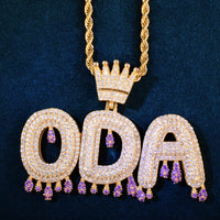 Thumbnail for Crowned Purple Drip Custom Letter Pendant - Different Drips