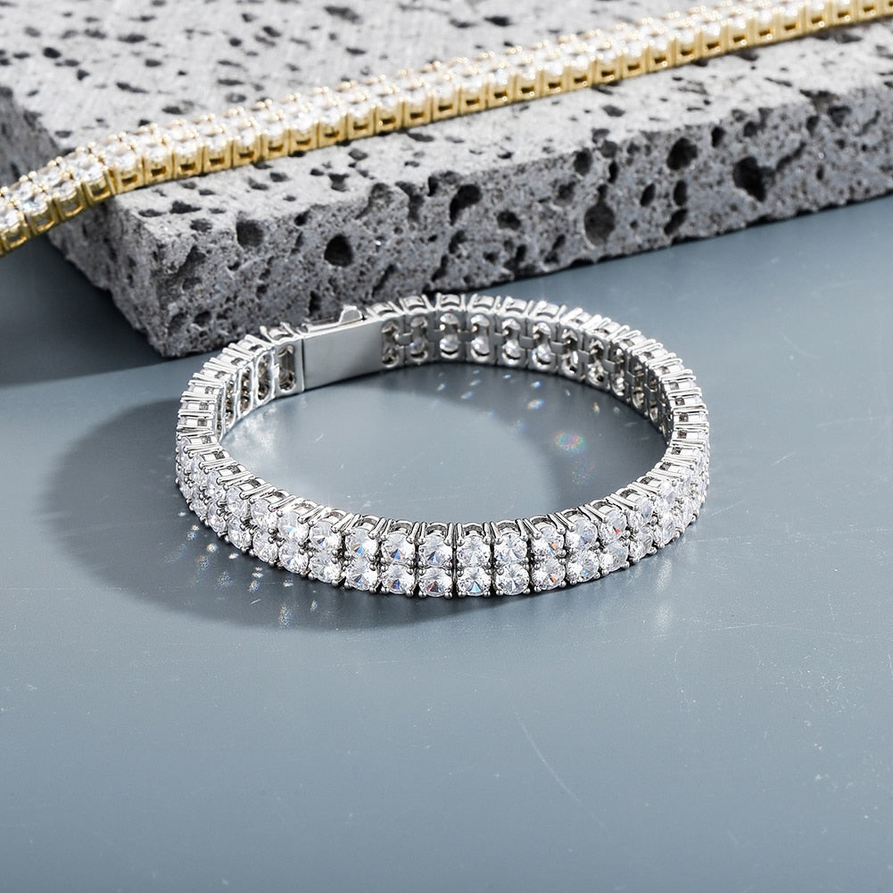 3-4mm Double Row Round-Cut Tennis Bracelet - Different Drips