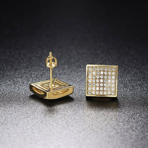 Square Cut Iced Pave Stud Earrings - Different Drips