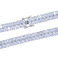 Thumbnail for Women's Double Row Tennis Necklace in White Gold - Different Drips