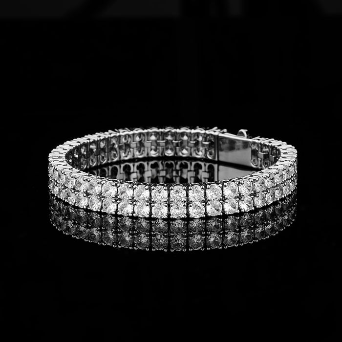 3-4mm Double Row Round-Cut Tennis Bracelet - Different Drips