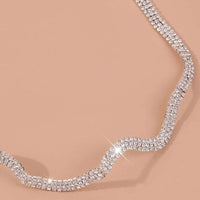 Thumbnail for Women's Wavy Triple Row Tennis Necklace - Different Drips