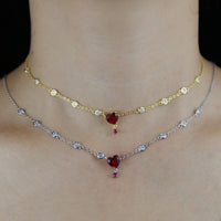 Thumbnail for Women's Heart Gem Stationed Necklace - Different Drips