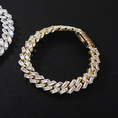12mm Square-Cut Baguette Cuban Bracelet - Different Drips