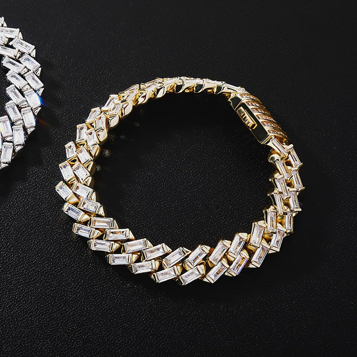 12mm Square-Cut Baguette Cuban Bracelet - Different Drips
