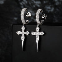 Thumbnail for Iced Dripping Cross Hoop Earrings - Different Drips
