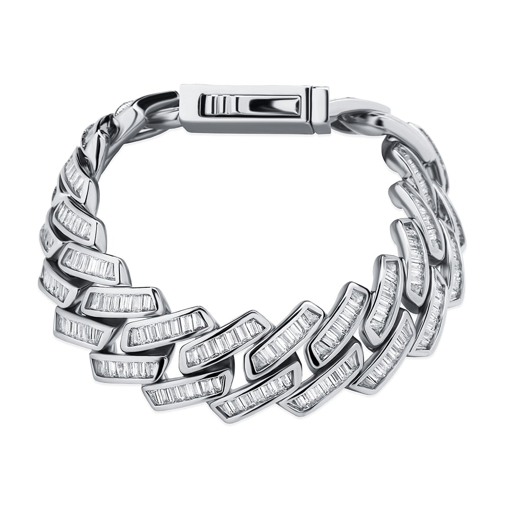 18mm Baguette Prong Cuban Link Bracelet - Different Drips