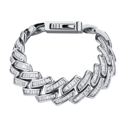 18mm Baguette Prong Cuban Link Bracelet - Different Drips