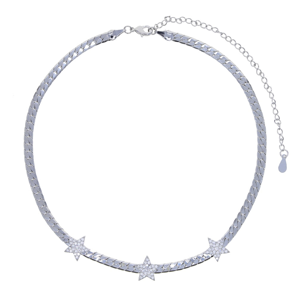 Women's Triple Star Herringbone Necklace - Different Drips