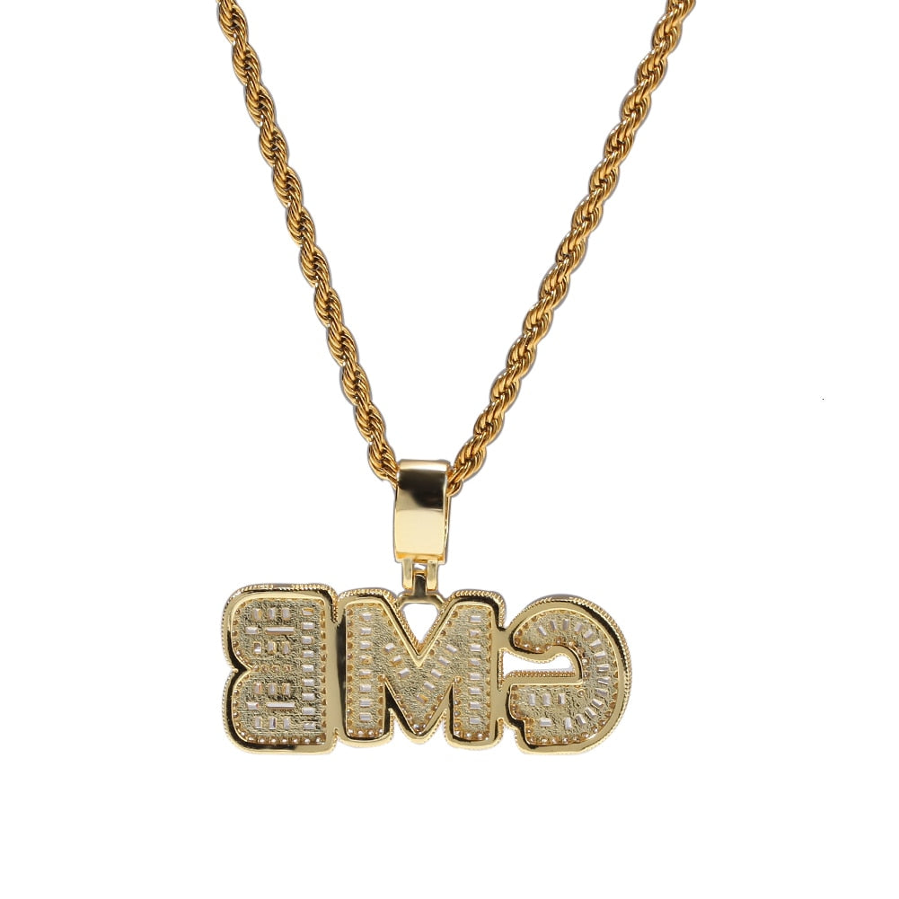 Baguette Custom Letter Pendant Yellow Gold - Different Drips
