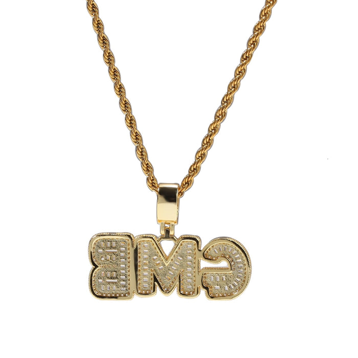 Baguette Custom Letter Pendant Yellow Gold - Different Drips