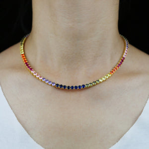 Women's 4mm Multi-Color Tennis Necklace - Different Drips