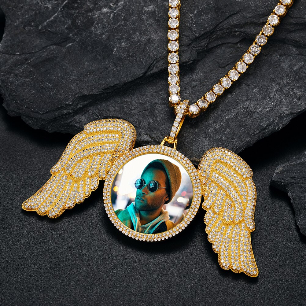 Iced Angle Wing Photo Pendant - Different Drips