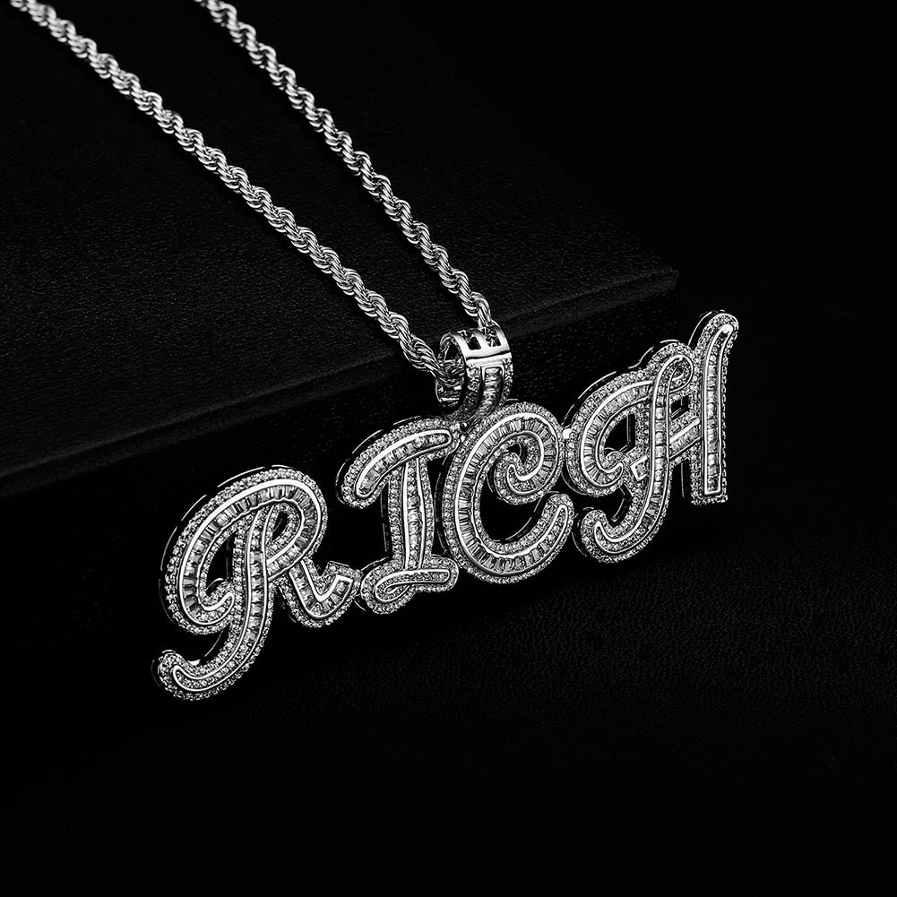 Multi-Layer Baguette Custom Letter Pendant - Different Drips