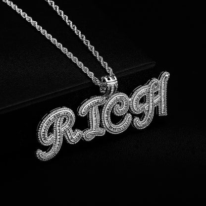 Multi-Layer Baguette Custom Letter Pendant - Different Drips