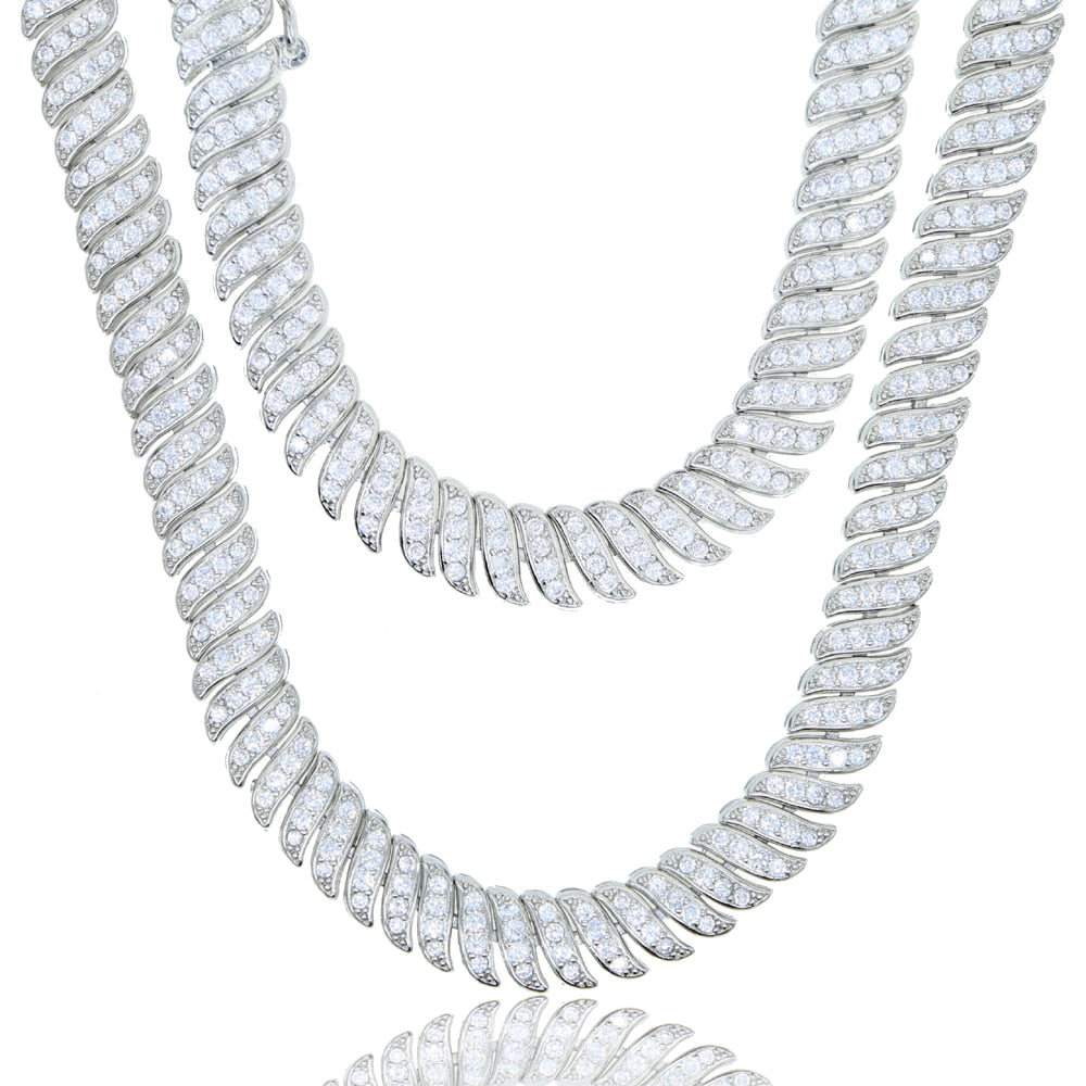 Women's Iced Herringbone Necklace - Different Drips