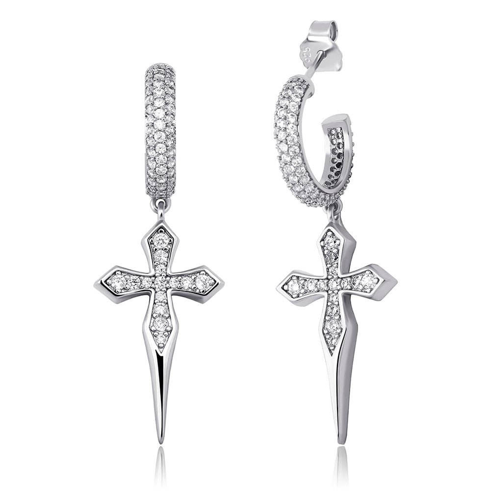 Iced cross earrings online