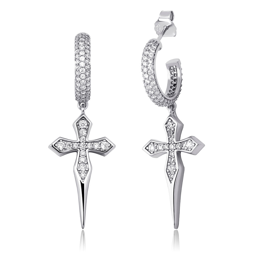 Iced Dripping Cross Hoop Earrings - Different Drips