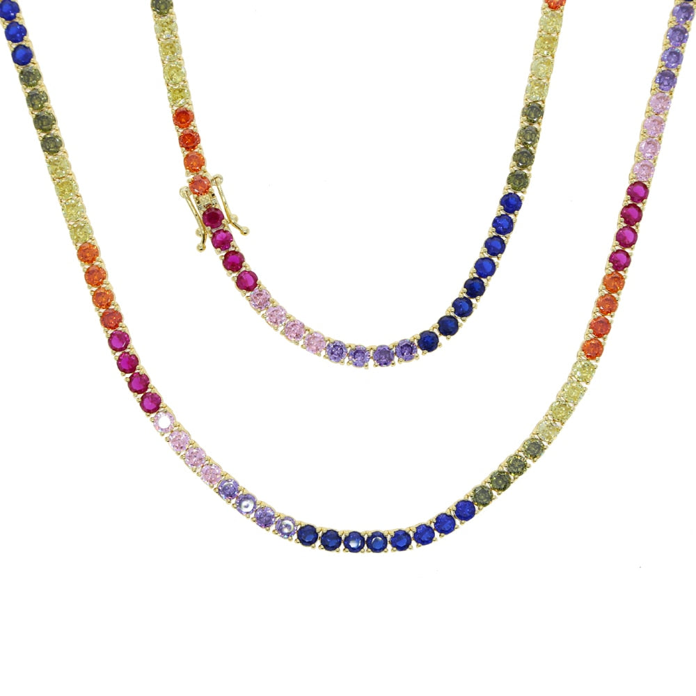 Women's 4mm Multi-Color Tennis Necklace - Different Drips