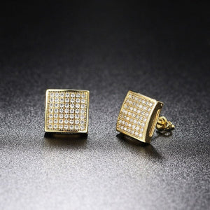 Square Cut Iced Pave Stud Earrings - Different Drips