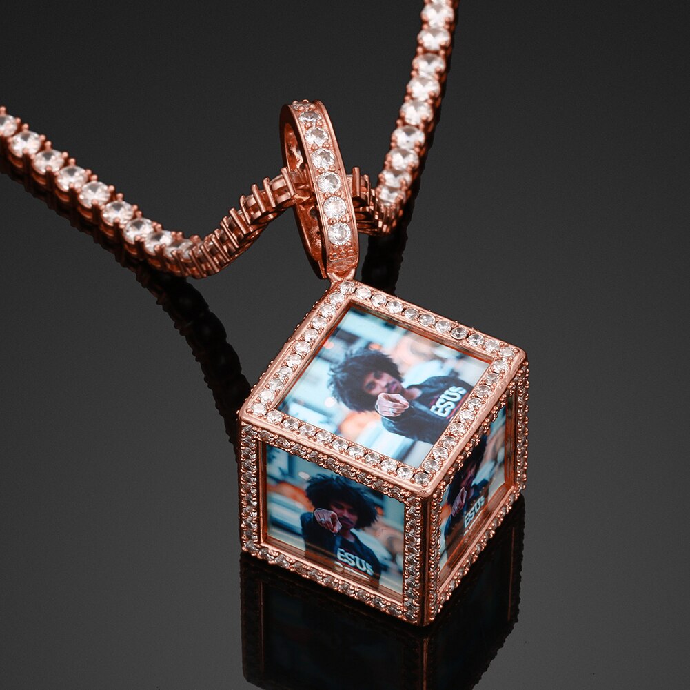 3D Cube Custom Photo Pendant - Different Drips